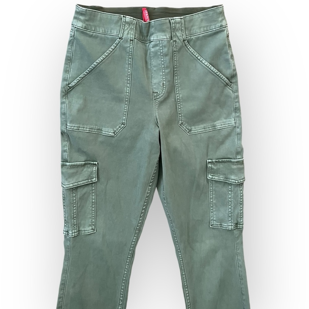 Spanx women’s stretch twill ankle cargo pant in soft sage size L green skinny - Picture 3 of 8